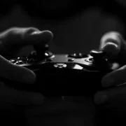 black gaming console
